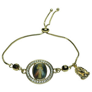 Devine Mercy Jesus Gold Plated Bracelet Adjustable NEW